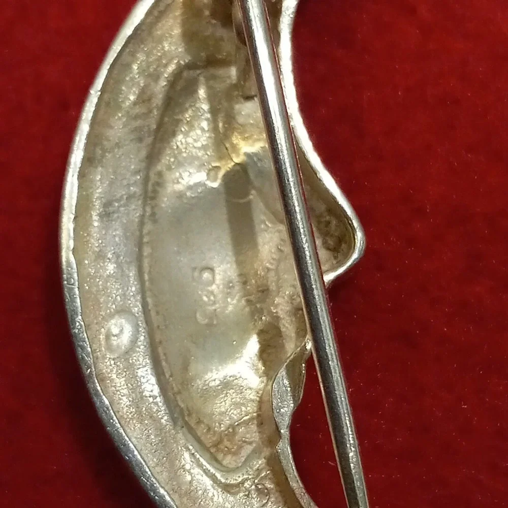 Crescent Sterling Silver  925 Set Of Earrings And Pendant-brooch - Picture 9 of 12